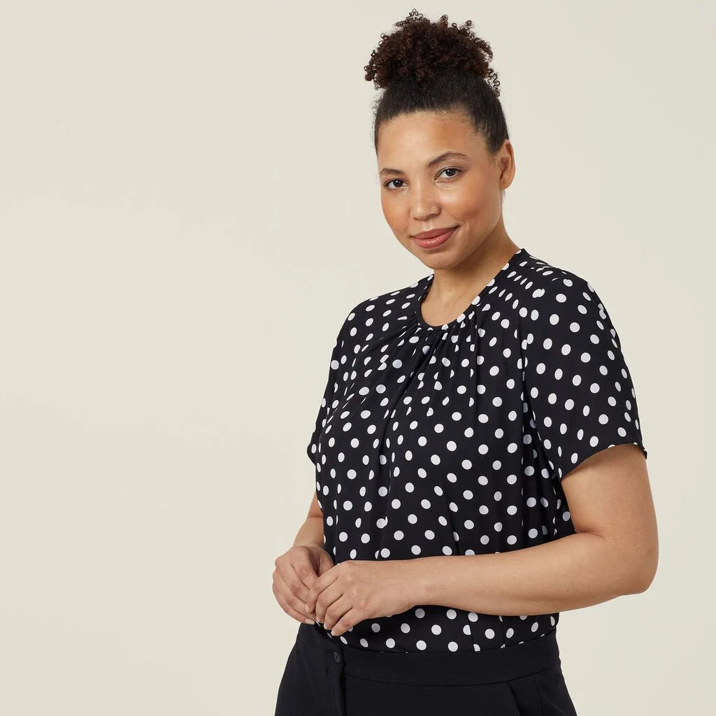 Georgie Short Sleeve Blouse - CATUKF Black/White