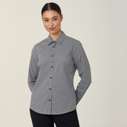 Avignon Gingham Check Stretch Long Sleeve Slim Shirt - CATUKS