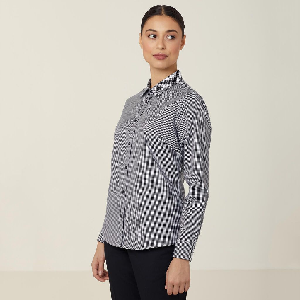 Avignon Gingham Check Stretch Long Sleeve Slim Shirt - CATUKS