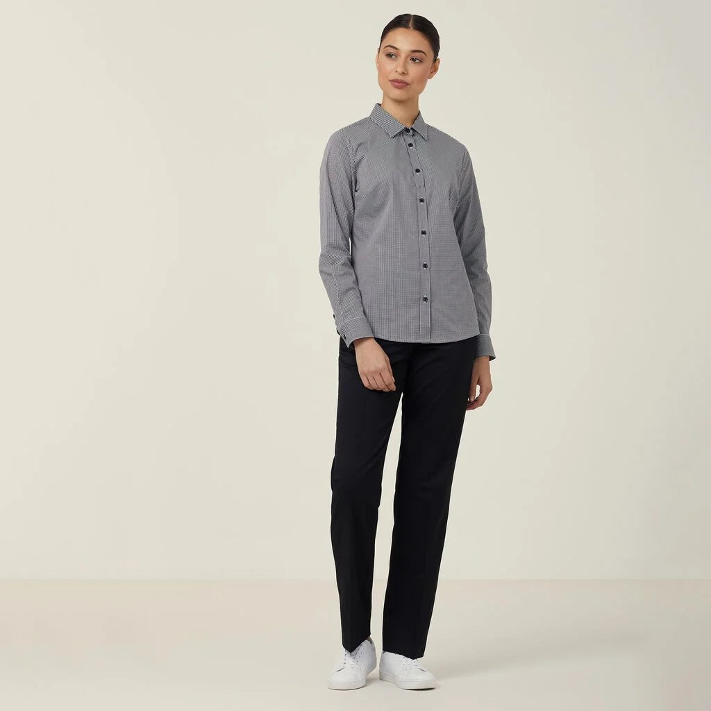 Avignon Gingham Check Stretch Long Sleeve Slim Shirt - CATUKS