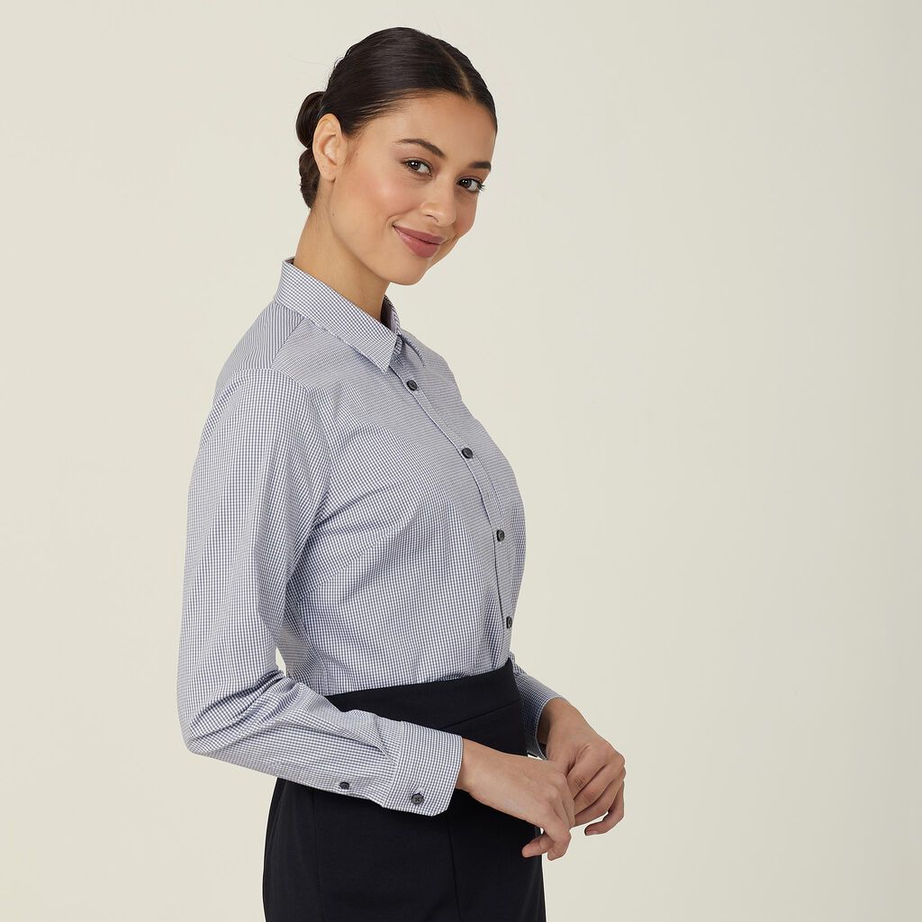 Avignon Gingham Check Stretch Long Sleeve Slim Shirt - CATUKS