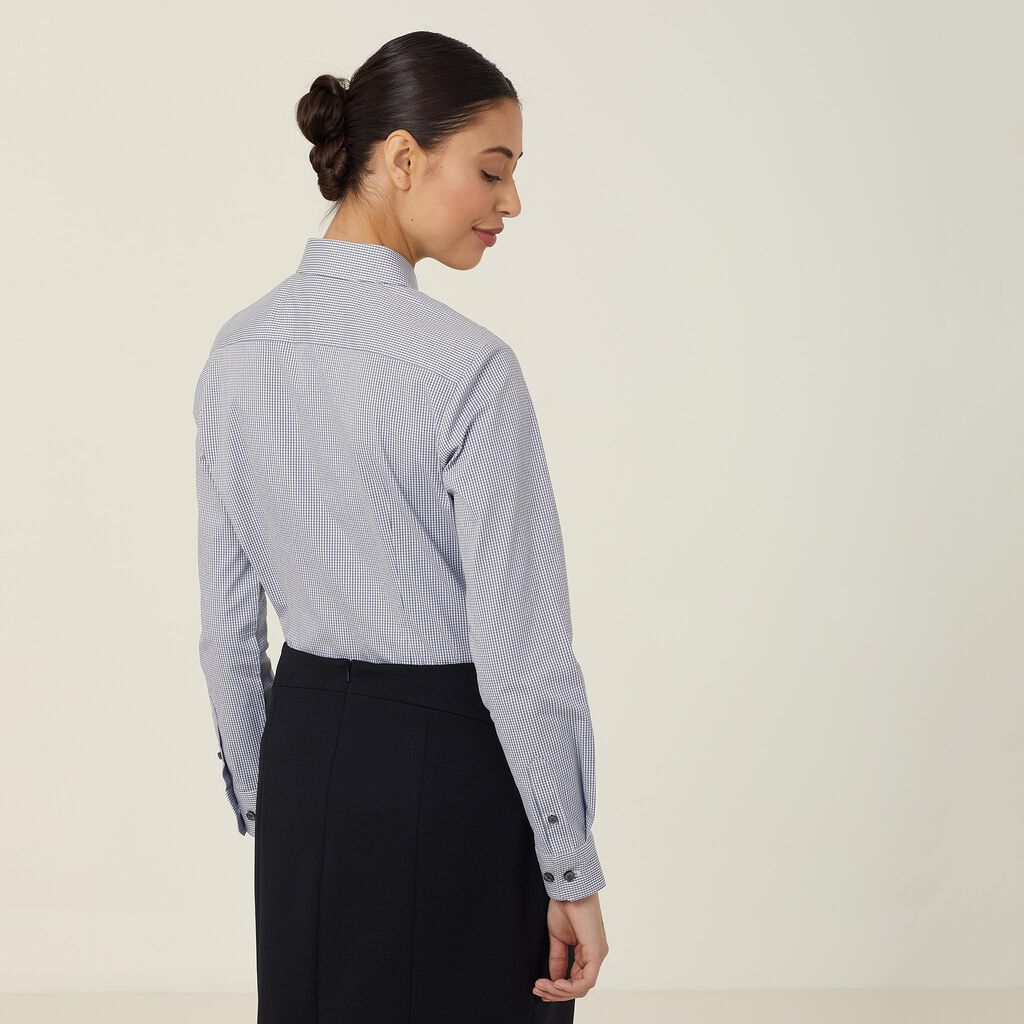 Avignon Gingham Check Stretch Long Sleeve Slim Shirt - CATUKS