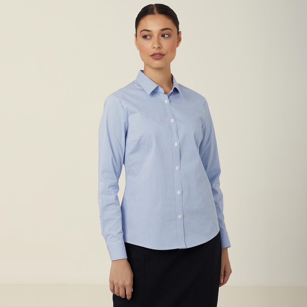 Avignon Gingham Check Stretch Long Sleeve Slim Shirt - CATUKS