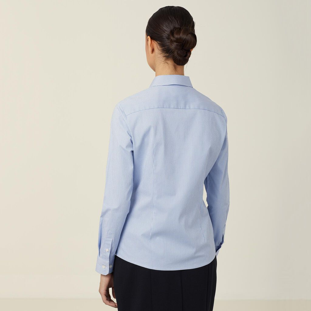 Avignon Gingham Check Stretch Long Sleeve Slim Shirt - CATUKS
