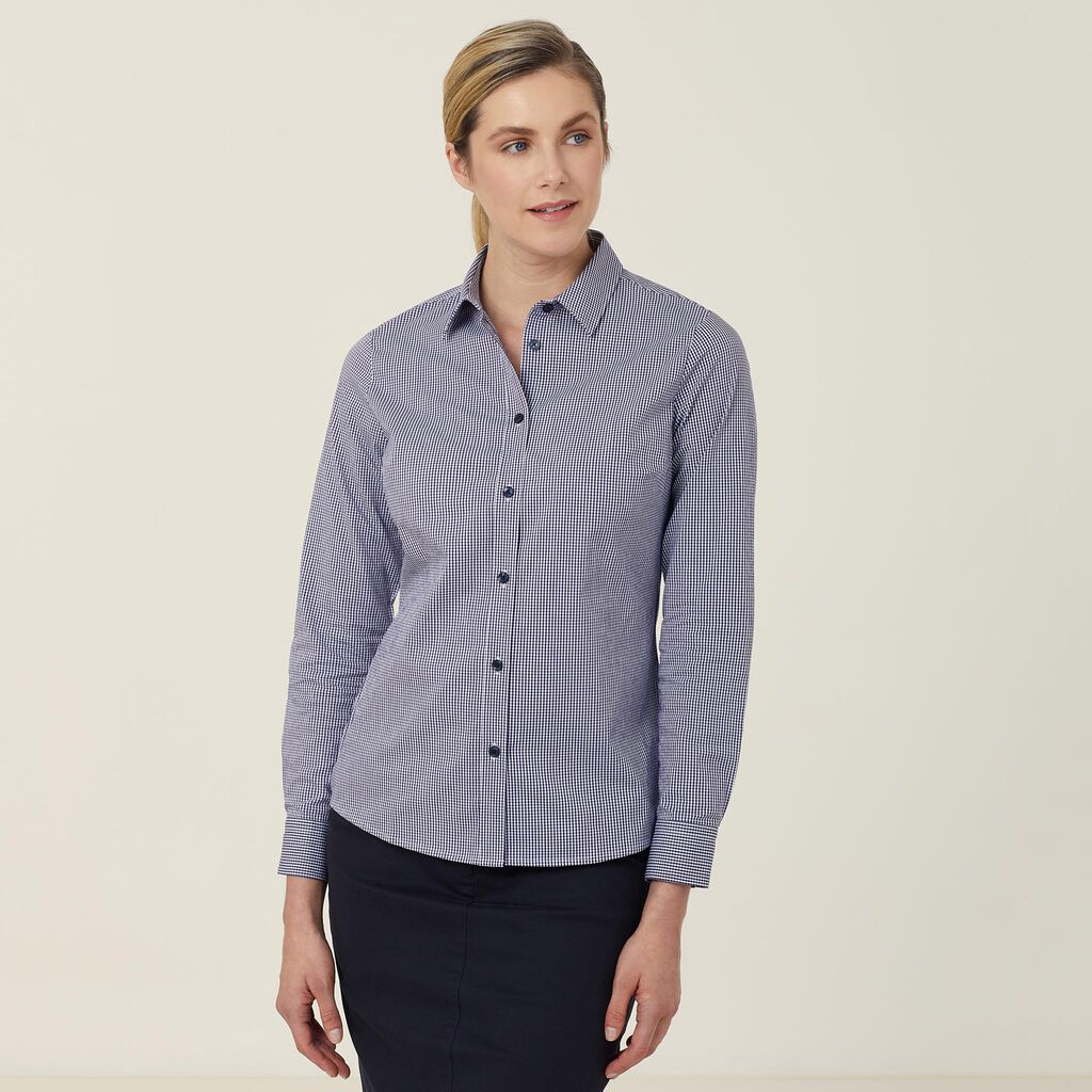 Avignon Gingham Check Stretch Long Sleeve Slim Shirt - CATUKS