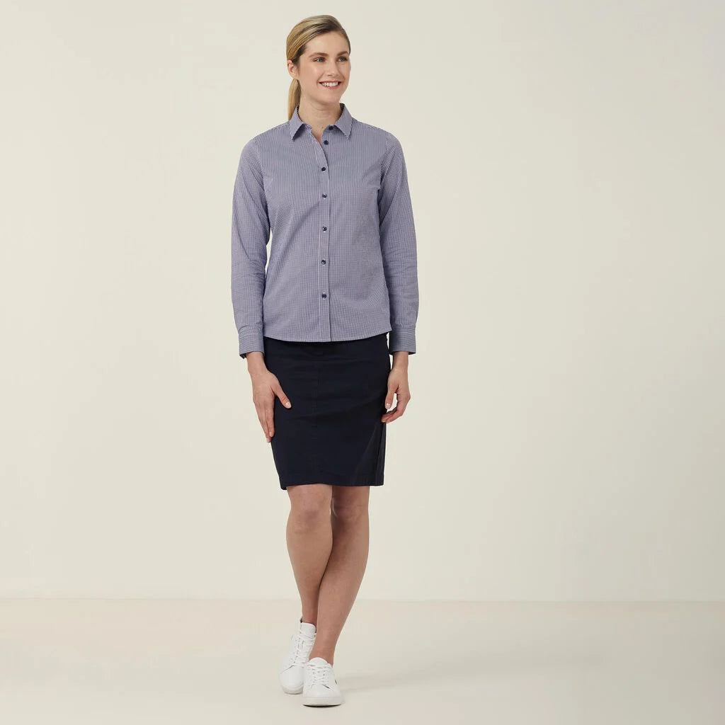 Avignon Gingham Check Stretch Long Sleeve Slim Shirt - CATUKS