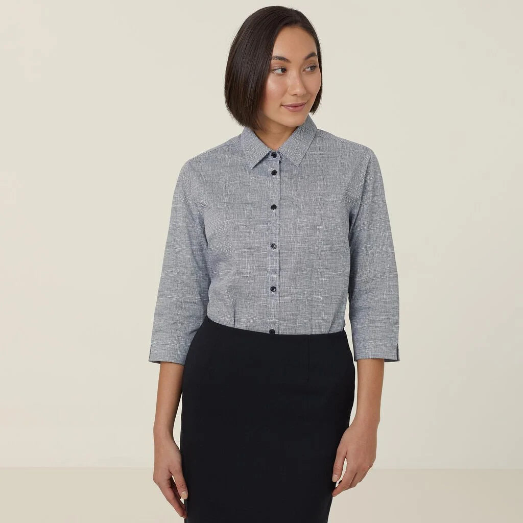 Avignon Abstract Print Stretch 3/4 Sleeve Shirt - CATUKX Black/White