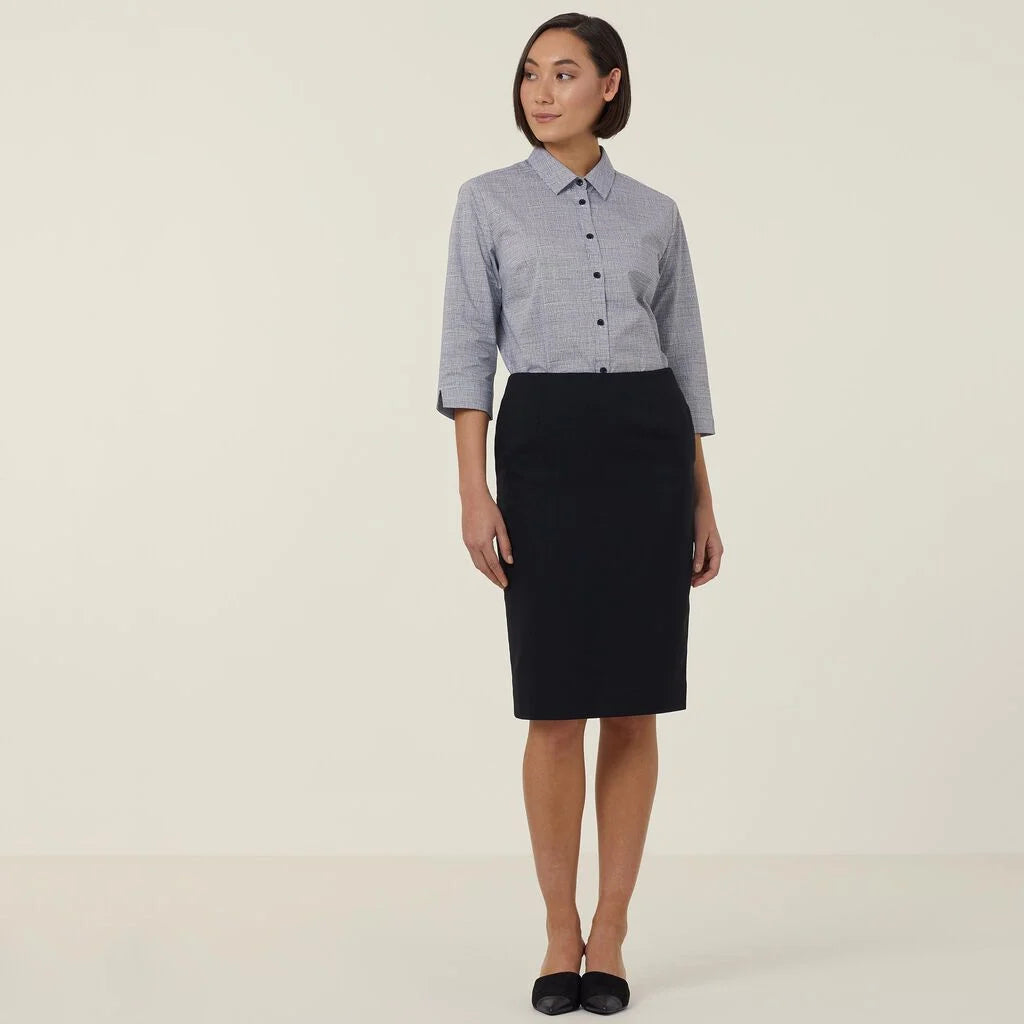 Avignon Abstract Print Stretch 3/4 Sleeve Shirt - CATUKX Black/White