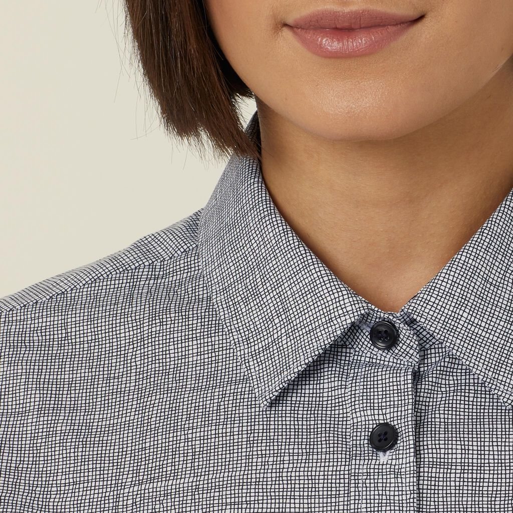 Avignon Abstract Print Stretch 3/4 Sleeve Shirt - CATUKX Black/White