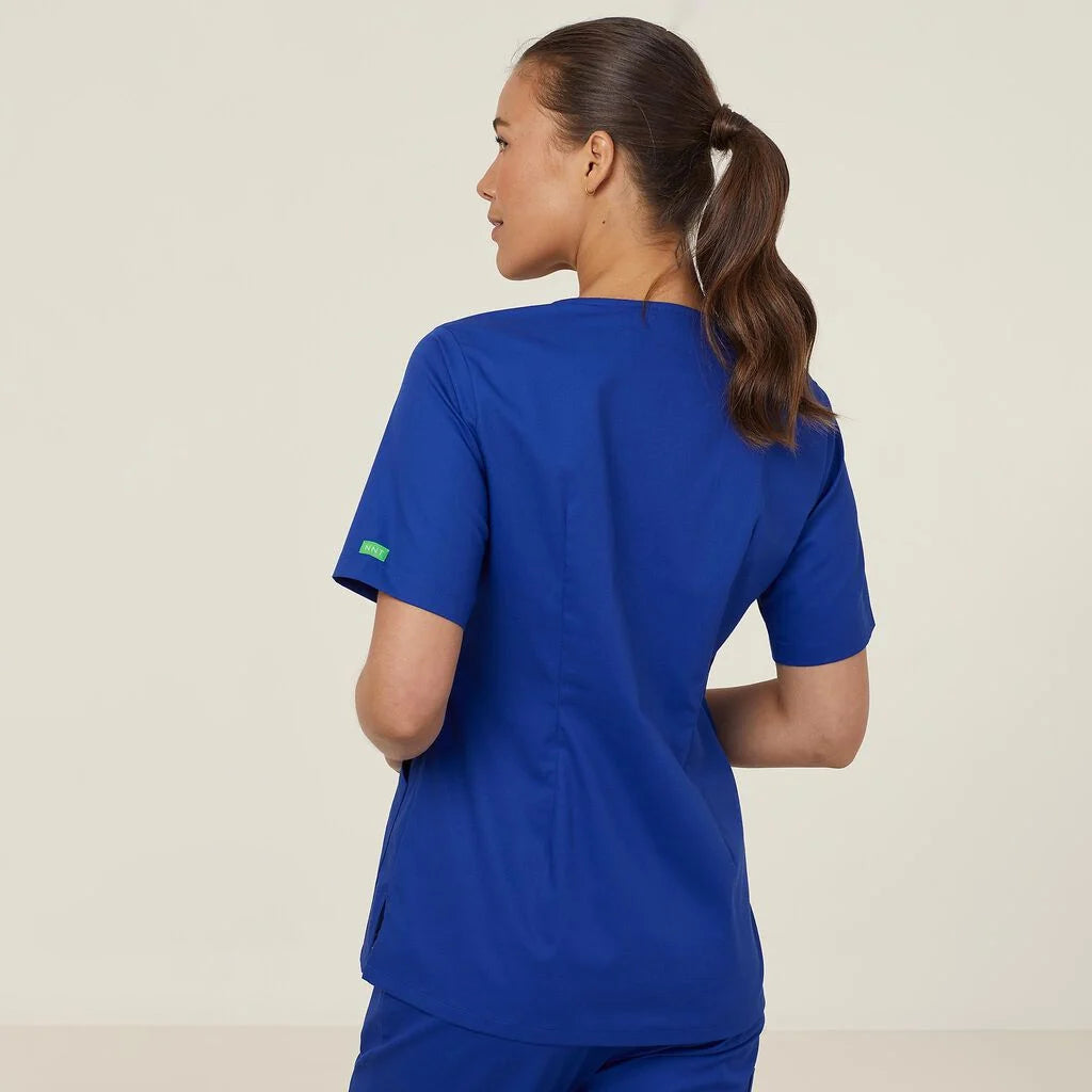 Vital Antibacterial Mayo Scrub Top - CATUMN Cobalt/Mid Night/Purple
