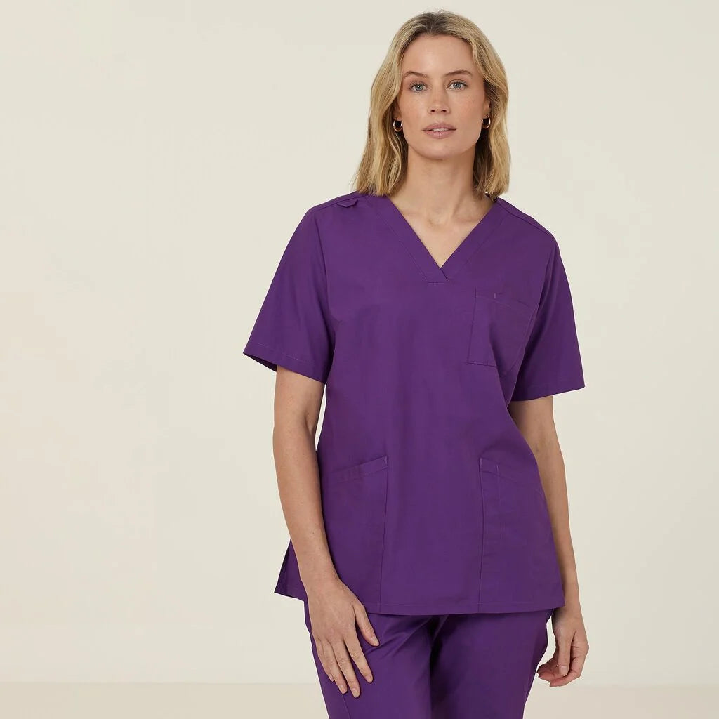 Vital Antibacterial Mayo Scrub Top - CATUMN Cobalt/Mid Night/Purple
