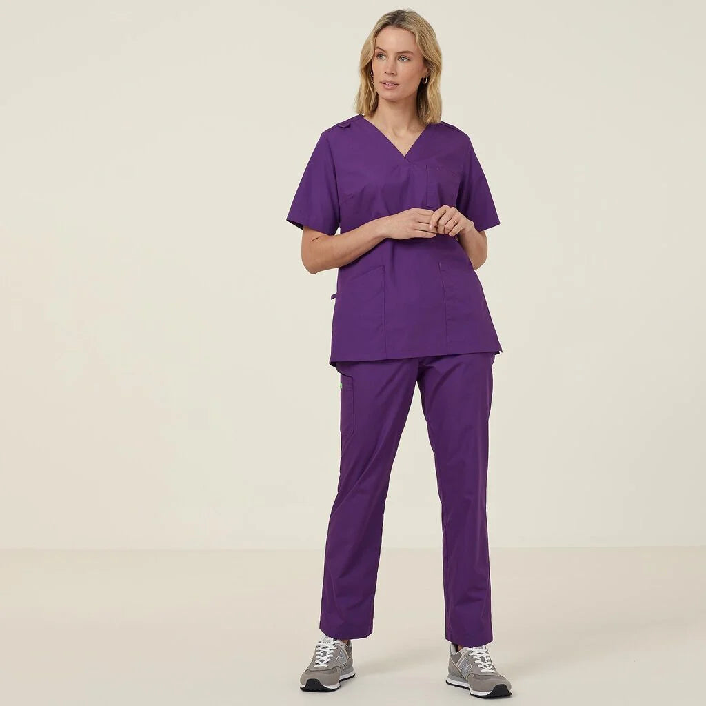 Vital Antibacterial Mayo Scrub Top - CATUMN Cobalt/Mid Night/Purple